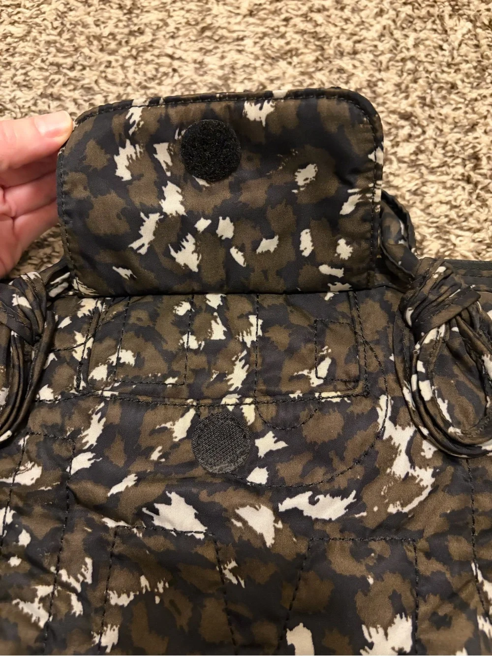 Marc Jacobs Leopard Printed Quilted Laptop Crossbody Bag with Gold Hardware